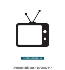 retro tv icon vector illustration template black color