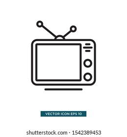 retro tv icon vector illustration template black color