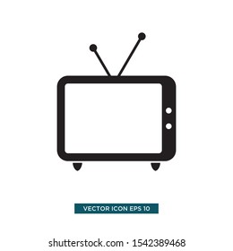 retro tv icon vector illustration template black color