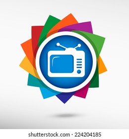 Retro TV  icon, vector illustration. Flat design style