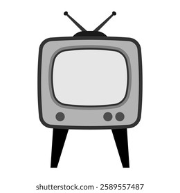 Retro TV icon. Vintage television with antennas on white background. Vector illustration