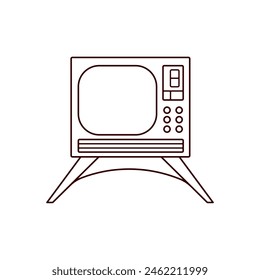Retro TV in line art style. Hand drawn vintage television news and programs. Vector illustration isolated on a white background.