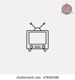 retro tv line icon
