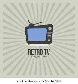 Retro TV logo design. Vector Illustration with flat style