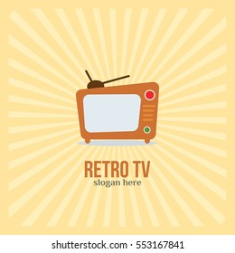 Retro TV logo design. Vector Illustration with flat style