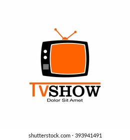 Retro TV and Media Logo in flat style isolated on white background. Vector