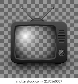 Retro TV Mockup Isolated On Transparent Grid. Vector Illustration