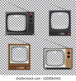 Retro TV Mockup Pack On Transparency Grid For Place Your Artwork Behind