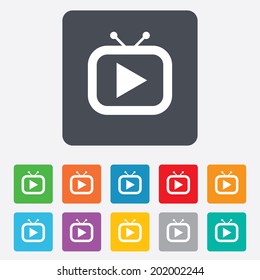Retro TV mode sign icon. Television set symbol. Rounded squares 11 buttons. Vector