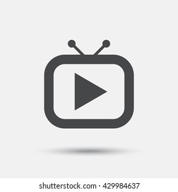 Retro TV mode sign icon. Television set symbol. Flat tV mode web icon on white background. Vector