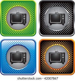 retro tv multicolored halftone web buttons