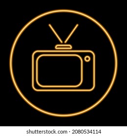 retro tv neon sign, modern glowing banner design, colorful modern design trends. Vector illustration.