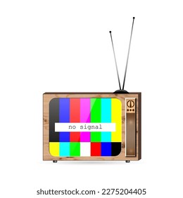 TV retro sin salvapantallas de señal, aislado en fondo blanco, ilustración vectorial.