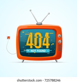 Retro TV Not Found Broadcasting Concept Glitch Style Television Display Problem and Glitched Geometric Line Dynamic Element. Vector illustration