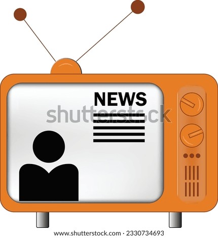 Retro TV, old television, Old TV set showing news on screen, NEWS on TV, old TV set vector illustration, Television clipart 