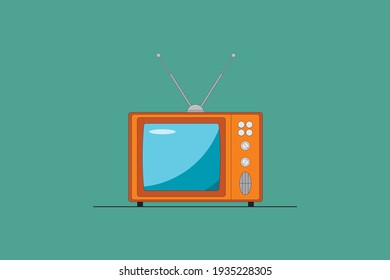 Retro TV on a green background. Vector illustration