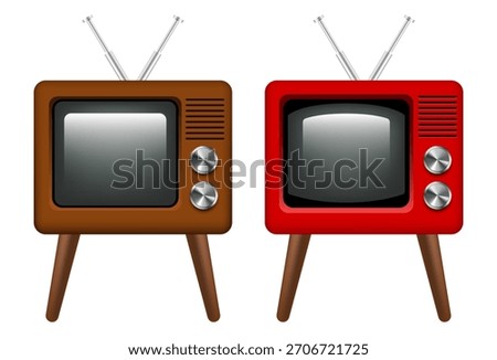 Retro TV on legs. Vector 3D clip art isolated on a white background.