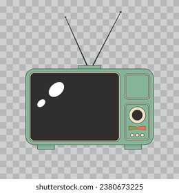 Retro TV on PNG background. World Television Day. Vector illustration for posters, banners, cards, websites. Vintage style