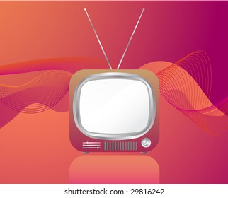 retro tv on wavy background