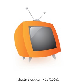 retro tv on white background