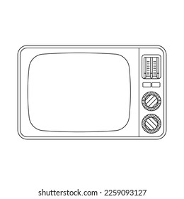 Retro TV Outline Icon Illustration on Isolated White Background