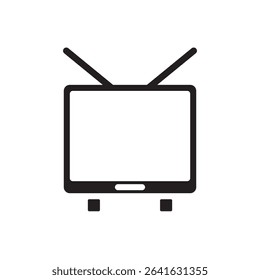 Retro tv outline icon vector. Classic television icon for media, history, or broadcasting designs.