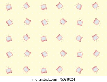 Retro TV pattern on yellow polka dot seamless wallpaper,vector background.