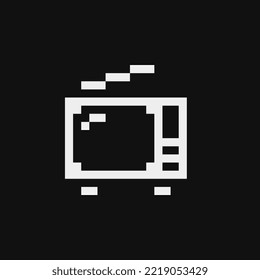Retro TV pixel art icon, emoji. 1-bit. Design for logo game, sticker, web, mobile app. Isolated abstract vector illustration.