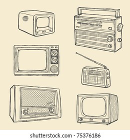 Retro TV and Radio Set