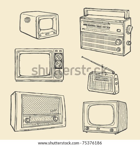 Retro TV and Radio Set