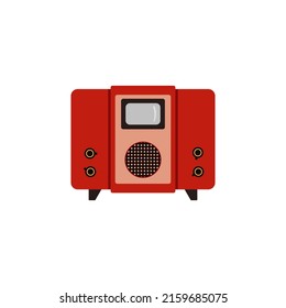 Retro TV receiver with small screen. The first television device for signal transmission, flat cartoon vector illustration isolated on white background.