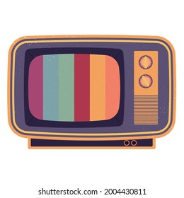 Pantalla retro de televisión aislada en blanco. Ilustración vectorial de estilo de caricatura de un viejo televisor