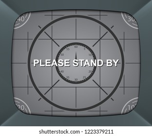 Retro Tv Screen, Please Stand By Background, Vector Illustration