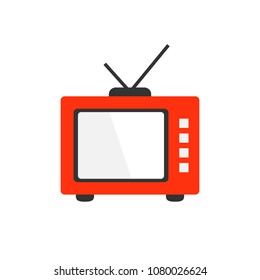 Retro tv screen vector icon in flat style. Old television illustration on white isolated background. Tv display business concept.