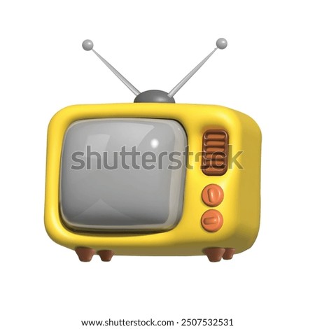Retro TV set 3d vector icon. Vintage tube tv screen , television cartoon icon