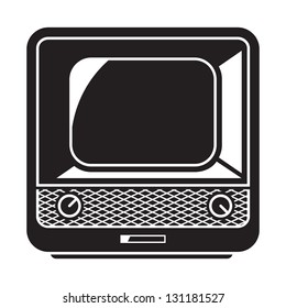 Retro Tv set 40-50's. Black and white vector illustration