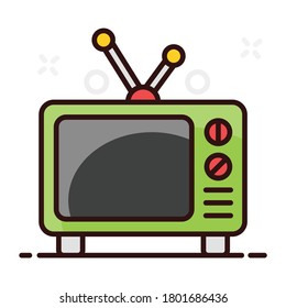 Retro tv set with antenna icon in trendy style 