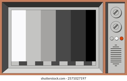 Retro tv set background. Old-fashioned television box with static noise error on screen.