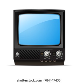 Retro tv set with blank screen  - vintage television, front view