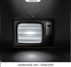 Retro TV set with empty channel noise. High quality detailed vector illustration.