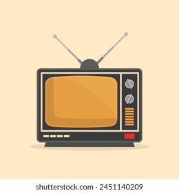 retro TV set flat vector illustration isolated on a background