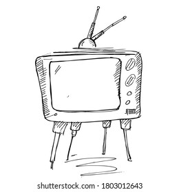 retro tv set aislado, doodle