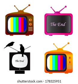 Retro TV set, isolated on white background, vector illustration.