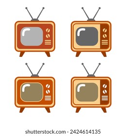 Televisor retro sobre fondo blanco. Iconos vectoriales. 