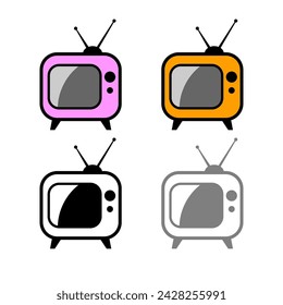 Televisor retro sobre fondo blanco. Iconos vectoriales. 