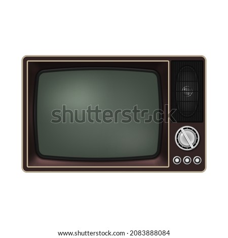 Retro TV set on white background. Old tube TV. Vector illustration.