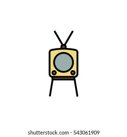 Retro TV set outline flat colored icon
