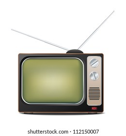 Retro TV set realistic vector illustration.