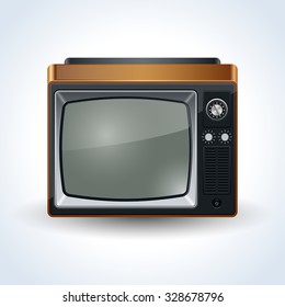 Retro TV set realistic vector icon
