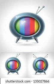 Retro TV set. Vector character design.